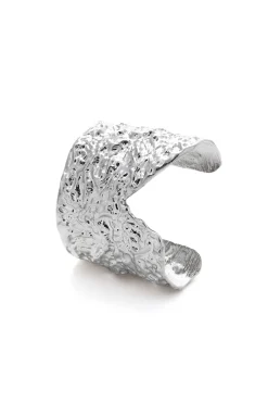 MICAS Bracelets|Accessories-Metal V Notch Cuff Bracelet SILVER