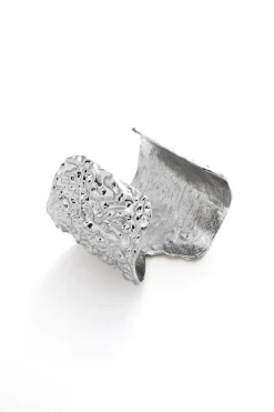 MICAS Bracelets|Accessories-Metal V Notch Cuff Bracelet SILVER