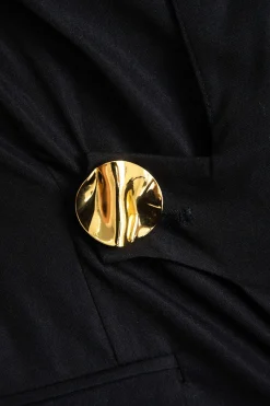 MICAS Outerwear|Blazers-Metallic Button Asymmetrical Blazer