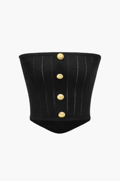 MICAS Tube Tops-Metallic Button Tube Top BLACK