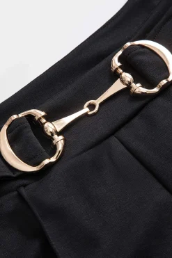 MICAS Pants-Metallic Decor Straight Leg Trousers BLACK