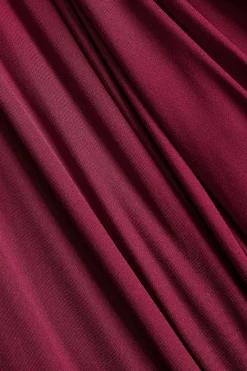 MICAS Long Sleeve Dresses|Maxi Dresses-Metallic Detail Off Shoulder Long Sleeve Maxi Dress BURGUNDY