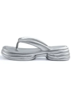 MICAS Shoes|Shoes-Metallic Flip Flops SILVER