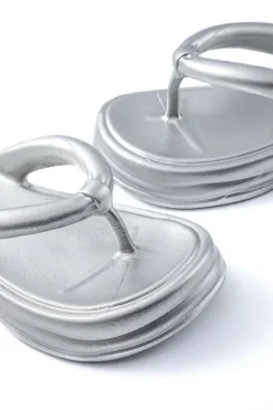 MICAS Shoes|Shoes-Metallic Flip Flops SILVER