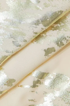 MICAS Maxi Dresses-Metallic Print V-neck Backless Slip Maxi Dress