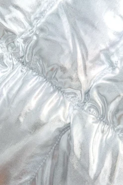 MICAS Skirts-Metallic Ruched Puffer Mini Skirt SILVER