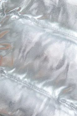 MICAS Skirts-Metallic Ruched Puffer Mini Skirt SILVER