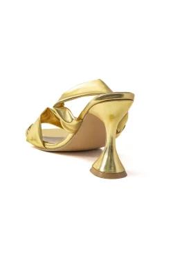 MICAS Shoes|Shoes-Metallic Ruched Square-toe High Heels Sandals