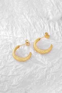 MICAS Accessories-Metallic Twisted Braided C-Shaped Earrings GOLD