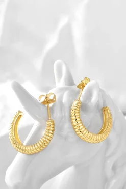 MICAS Accessories-Metallic Twisted Braided C-Shaped Earrings GOLD