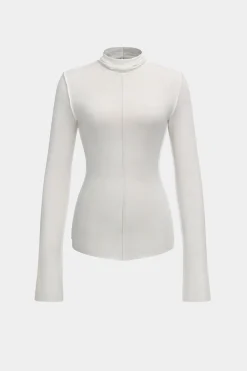 MICAS Long Sleeve Tops|Long Sleeves Tops-Mock Neck Long-Sleeve Top WHITE
