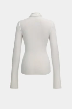MICAS Long Sleeve Tops|Long Sleeves Tops-Mock Neck Long-Sleeve Top WHITE