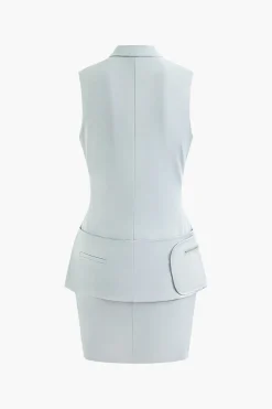 MICAS Mini Dresses-Mock Neck Pocket Detail Sleeveless Mini Dress PEARL RIVER