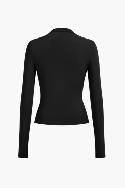 MICAS Long Sleeve Tops|Long Sleeves Tops-Mock neck Ruched Long Sleeve Top