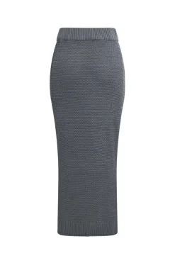 MICAS Skirt Sets-Mock Neck Top And Skirt Set GRAY