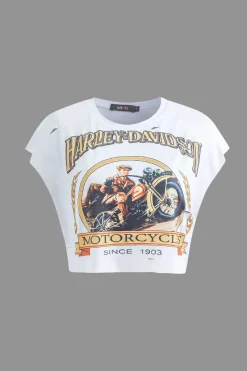 MICAS T-Shirts-Motorbike Graphic Print Sleeveless T-Shirt