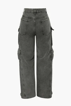 MICAS Cargo Pants|Jeans-Multi Pocket Rolled Hem Wide Leg Cargo Jeans