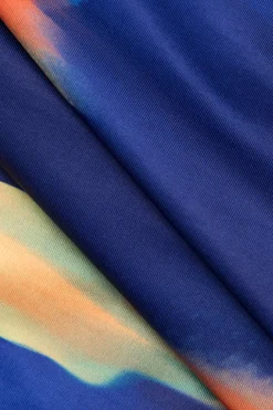 MICAS Swimwear|Vacation Sets-Multi Print One Shoulder Crop Top And Ruched Drawstring Mini Skirt Set BLUE