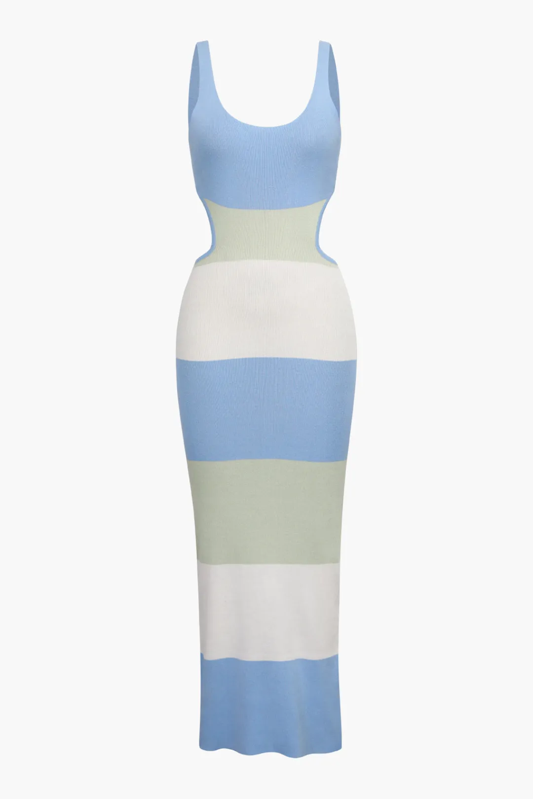 MICAS Knitwear|Maxi Dresses-Multicolored Stripe Knitted Backless Maxi Dress