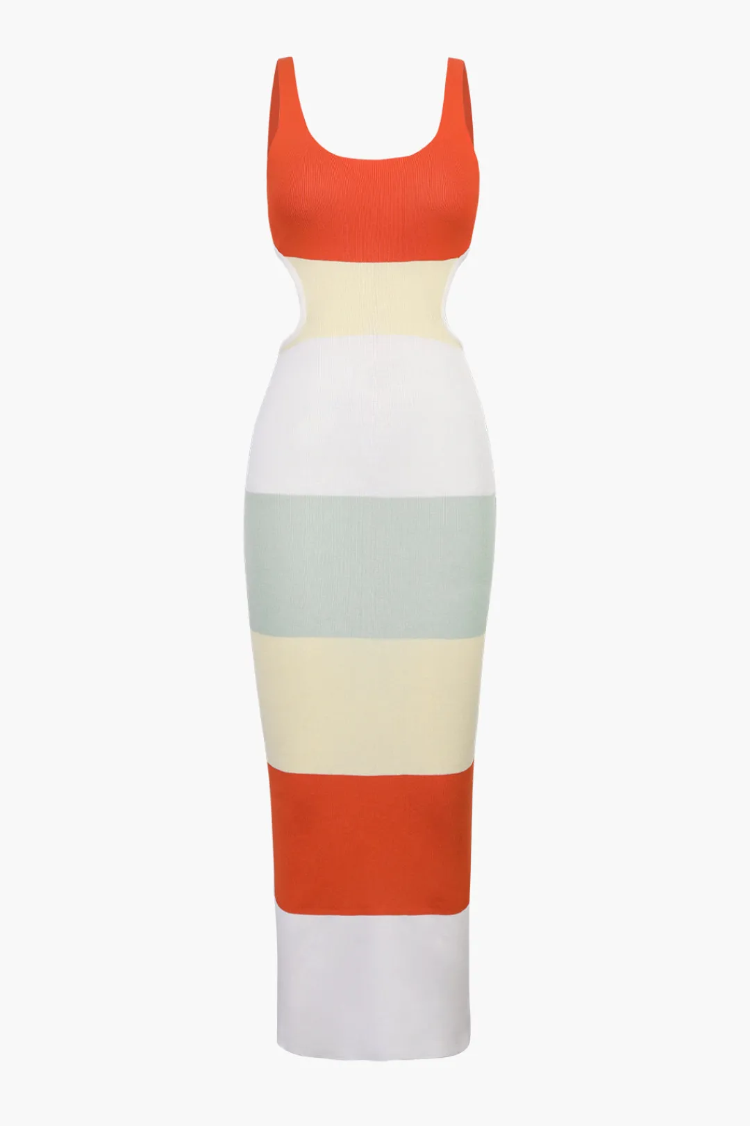 MICAS Knitwear|Maxi Dresses-Multicolored Stripe Knitted Backless Maxi Dress