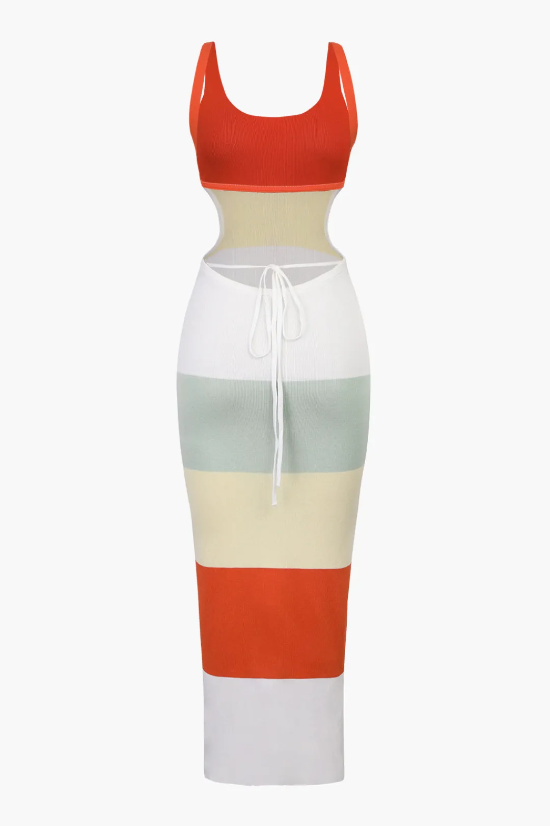 MICAS Knitwear|Maxi Dresses-Multicolored Stripe Knitted Backless Maxi Dress