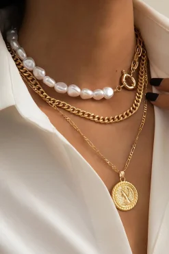 MICAS Necklaces|Accessories-Multi-Layer Pearl Necklace GOLD