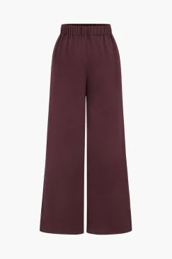 MICAS Blazers|Pant Sets-Notched Lapel Belted Blazer And Trousers Set MAROON