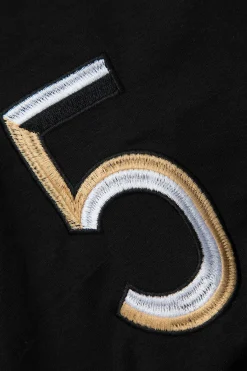 MICAS T-Shirts-Number 5 Embroidered Knot Hem T-shirt WHITE