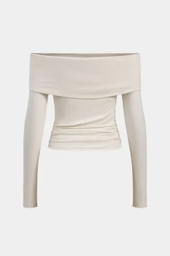 MICAS Long Sleeve Tops|Long Sleeves Tops-Off Shoulder Long-Sleeve Top