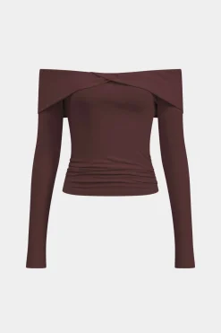 MICAS Long Sleeve Tops|Long Sleeves Tops-Off Shoulder Long-Sleeve Top