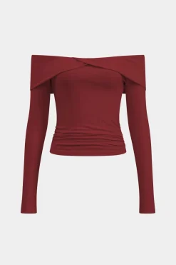 MICAS Long Sleeve Tops|Long Sleeves Tops-Off Shoulder Long-Sleeve Top