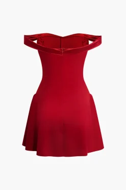 MICAS Mini Dresses-Off Shoulder Pleated Mini Dress