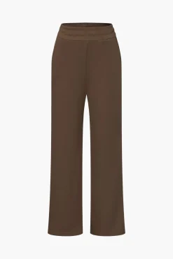 MICAS Pant Sets-Off Shoulder Ruched Asymmetric Top And Straight Leg Pants Set