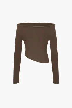 MICAS Pant Sets-Off Shoulder Ruched Asymmetric Top And Straight Leg Pants Set