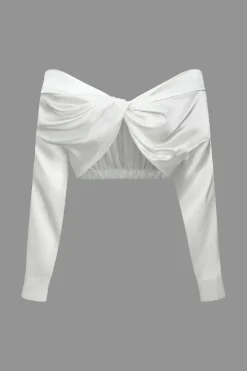 MICAS Long Sleeve Tops|Long Sleeves Tops-Off The Shoulder Twist Crop Blouse