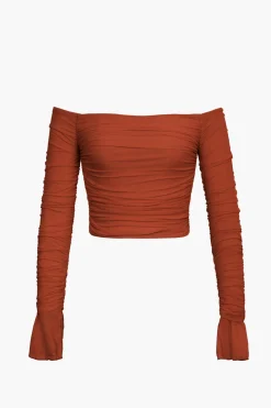 MICAS Long Sleeve Tops|Long Sleeves Tops-Off-The Shoulder Long-Sleeve Top BEIGE