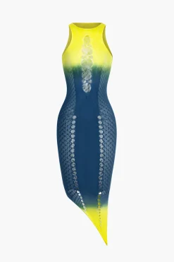 MICAS Midi Dresses-Ombre Asymmetric Cut Out Tank Midi Dress ROYAL