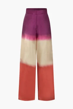 MICAS Pants-Ombre High Waisted Satin Straight Leg Pants MULTICOLOR