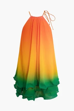 MICAS Mini Dresses-Ombre Layer Ruffle Mini Dress ORANGE