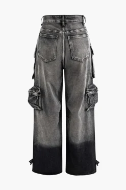 MICAS Jeans|Cargo Pants-Ombre Multi Pocket Wide Leg Cargo Jeans