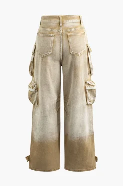 MICAS Jeans|Cargo Pants-Ombre Multi Pocket Wide Leg Cargo Jeans