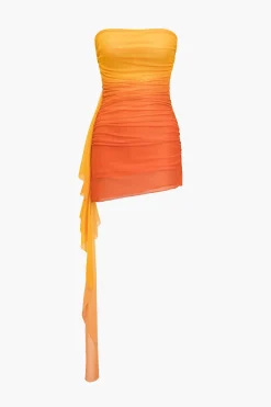 MICAS Mini Dresses-Ombre Print Ruffle Ruched Mini Dress MULTICOLOR