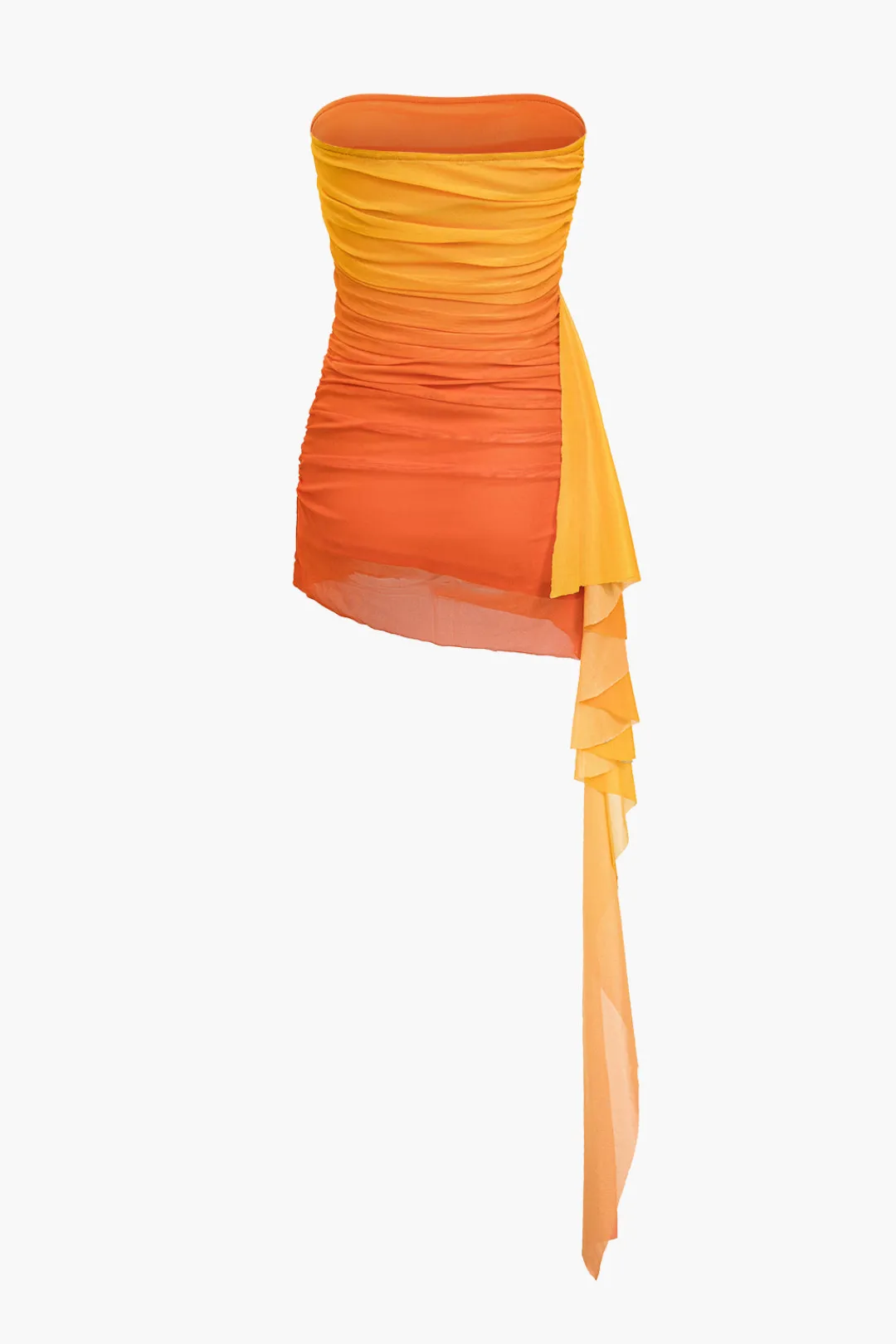 MICAS Mini Dresses-Ombre Print Ruffle Ruched Mini Dress MULTICOLOR