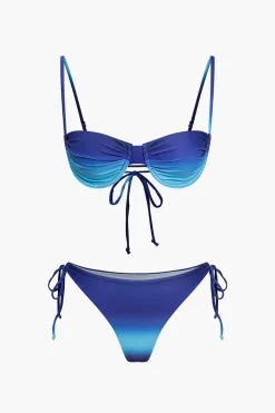 MICAS Swimwear-Ombre Print Tie-Up Bikini Set BLUE