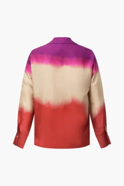 MICAS Long Sleeve Tops|Long Sleeves Tops-Ombre Satin Long Sleeve Shirt MULTICOLOR