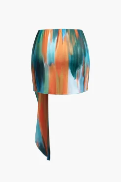 MICAS Skirt Sets|Vacation Sets-Ombre Tie Halter Tank Top And Mini Skirt Set MULTICOLOR