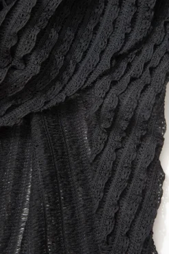 MICAS Midi Dresses-One Shoulder Asymmetric Midi Dress BLACK