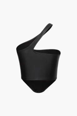 MICAS Corset & Bustier Tops-One Shoulder Corset Top BLACK