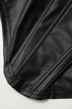 MICAS Corset & Bustier Tops-One Shoulder Corset Top BLACK