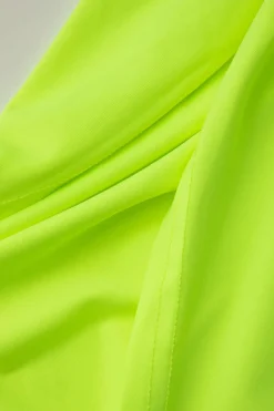 MICAS Skirt Sets-One Shoulder Tank Top And Twist Detail Skirt Set NEON GREEN